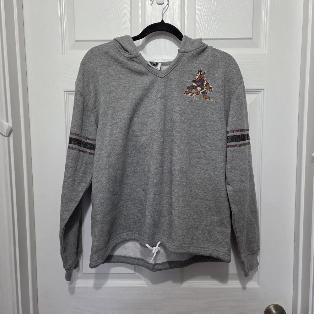 NHL Arizona Coyotes Women Heather Gray Hoodie Pullover Sweatshirt Size Medium